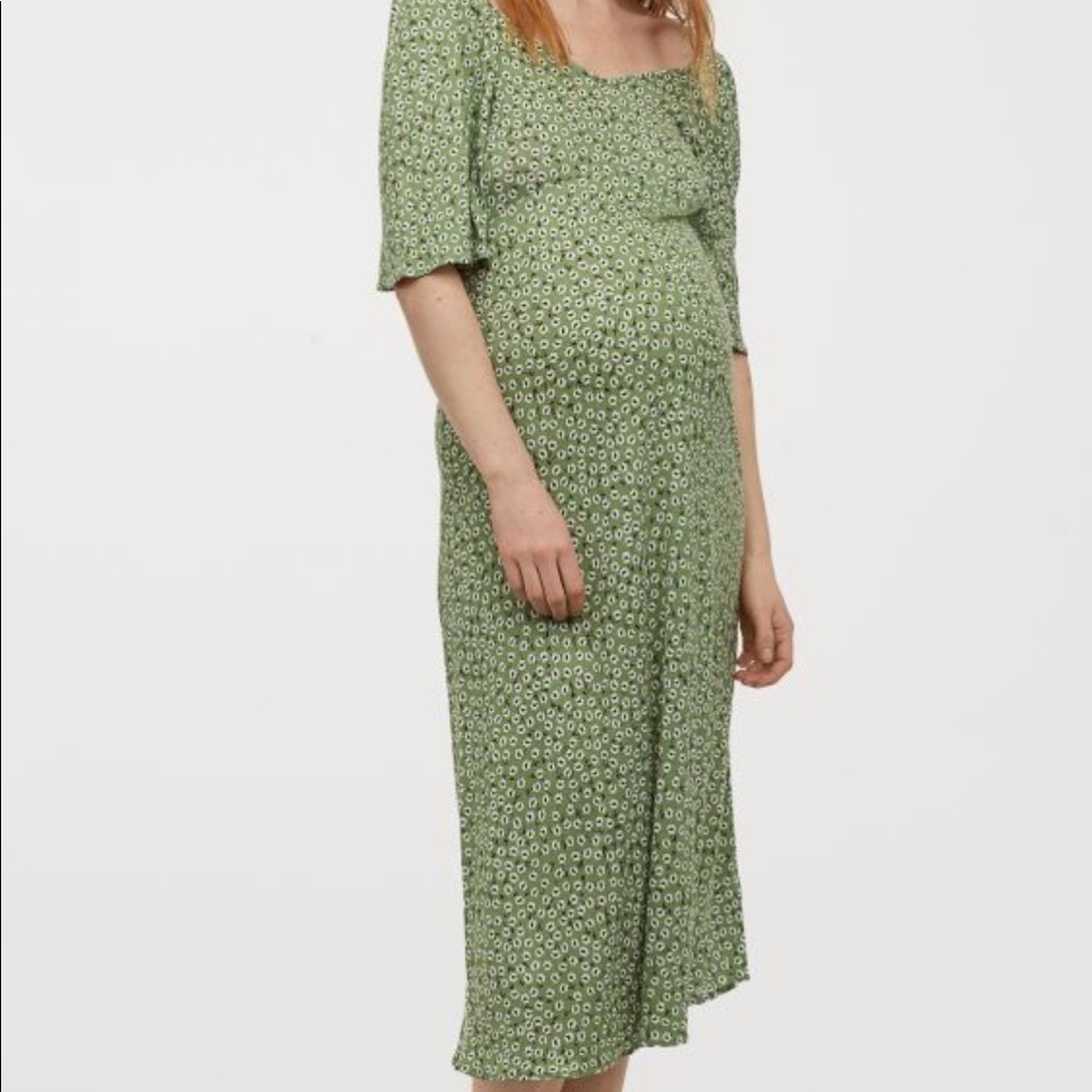 H and m MAMA jersey dress in green and white floral. Never worn